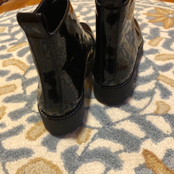 Zara Black Patent Ankle Boots with Zipper - Picture 5 of 8